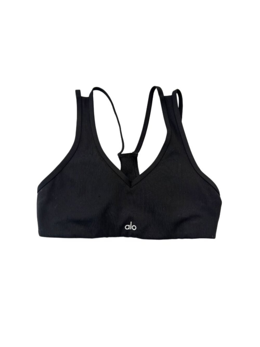 Alo Yoga - Airlift Ribbed Jump Start V-Neck Bra Small - Picture 6 of 7